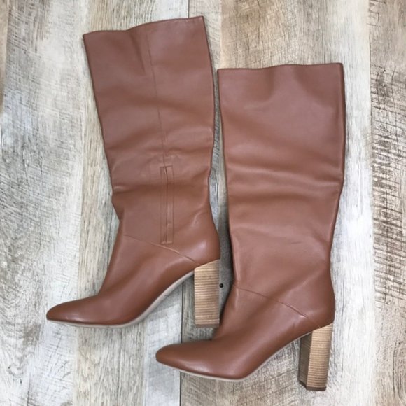 Cole Haan Glenda Stacked Heel Leather Knee Boots - Picture 2 of 8